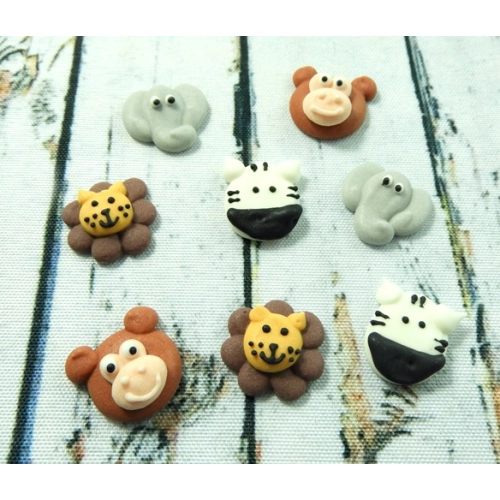 Figurki mini ozdoby na tort małpka lew słoń zebra dekoracje urodzinowe zoo safari zestaw cukrowy 8 sztuk